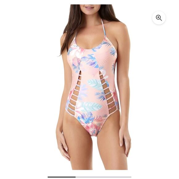 No Boundaries Other - No Boundaries Juniors One Piece Tropical Swimsuit Size Medium 7 - 9 Halter Top